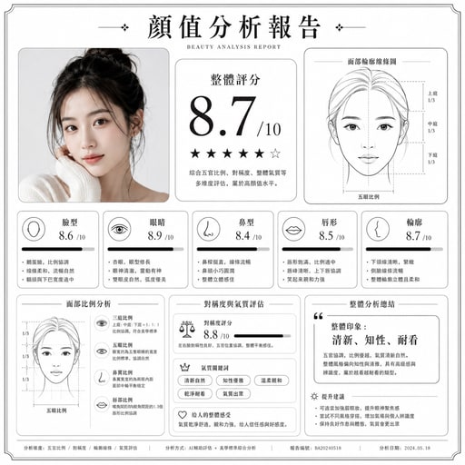 AI 繪圖範本:顏值分析報告(形象分析)|Gen 圖妹
