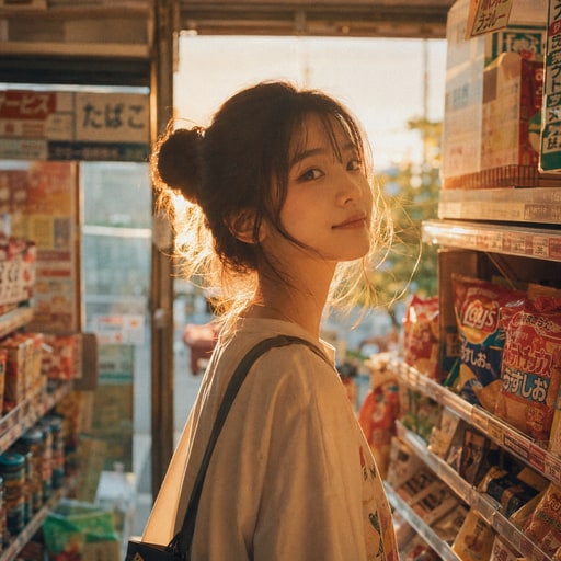 AI 繪圖範本:便利店少女(復古菲林)|Gen 圖妹