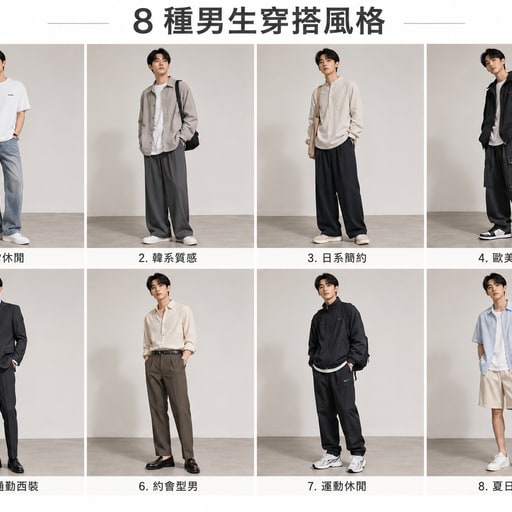 AI 繪圖範本:8 款男裝穿搭(形象造型)|Gen 圖妹